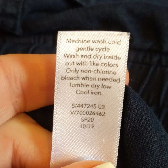 Athleta Cabo Linen 4" Short, navy blue, elastic waistband, pockets, size 4 - Picture 5 of 7